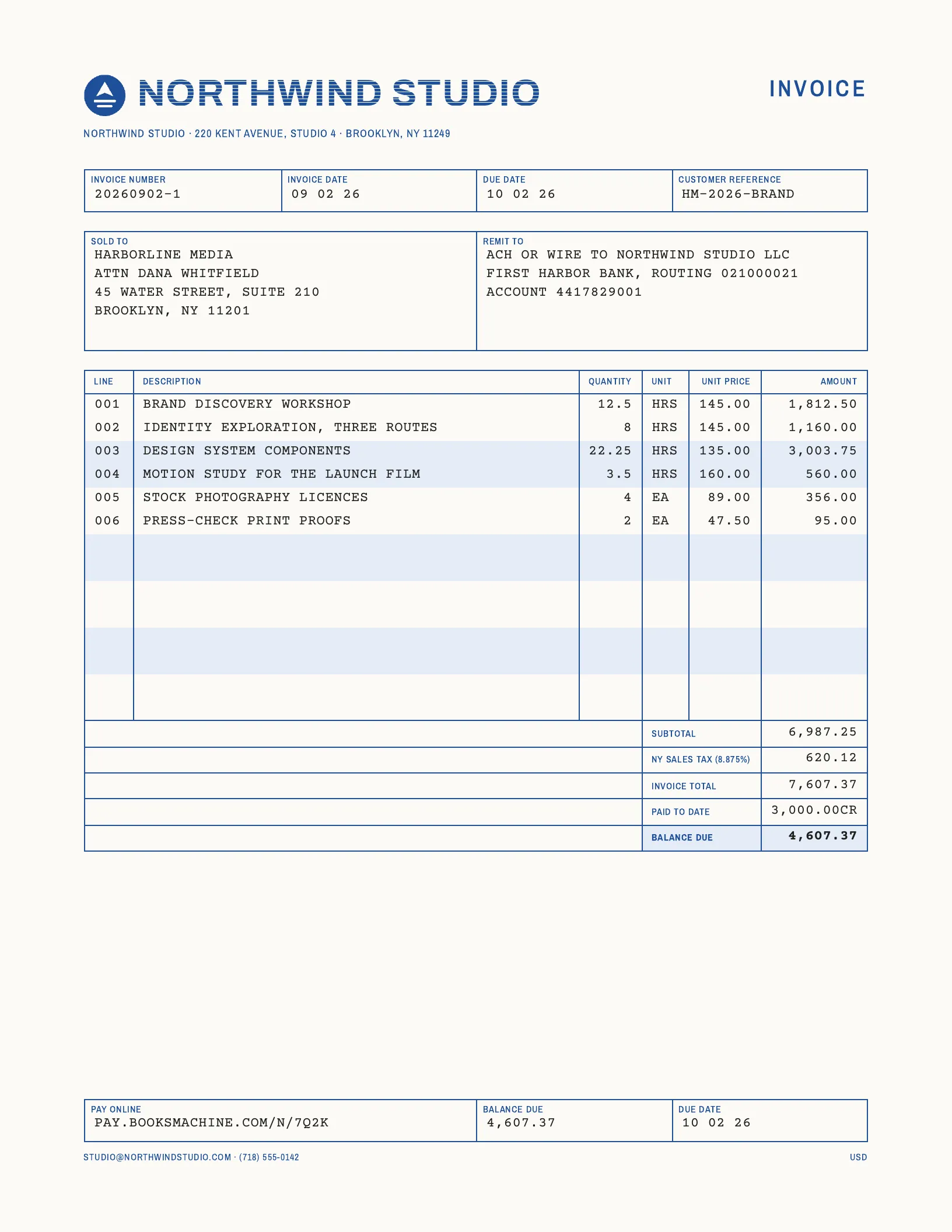 The Systems invoice design