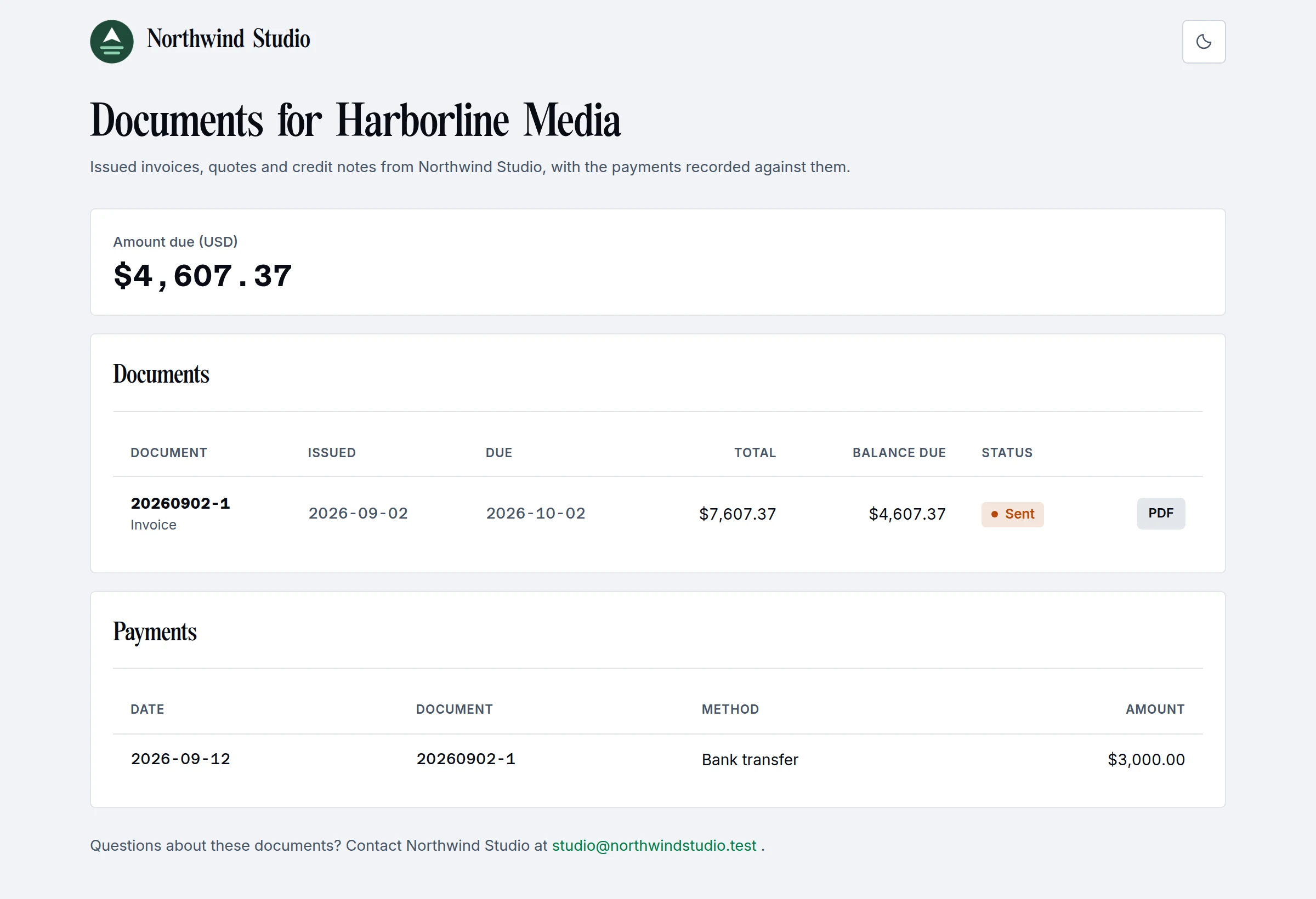 The payment page Harborline Media sees